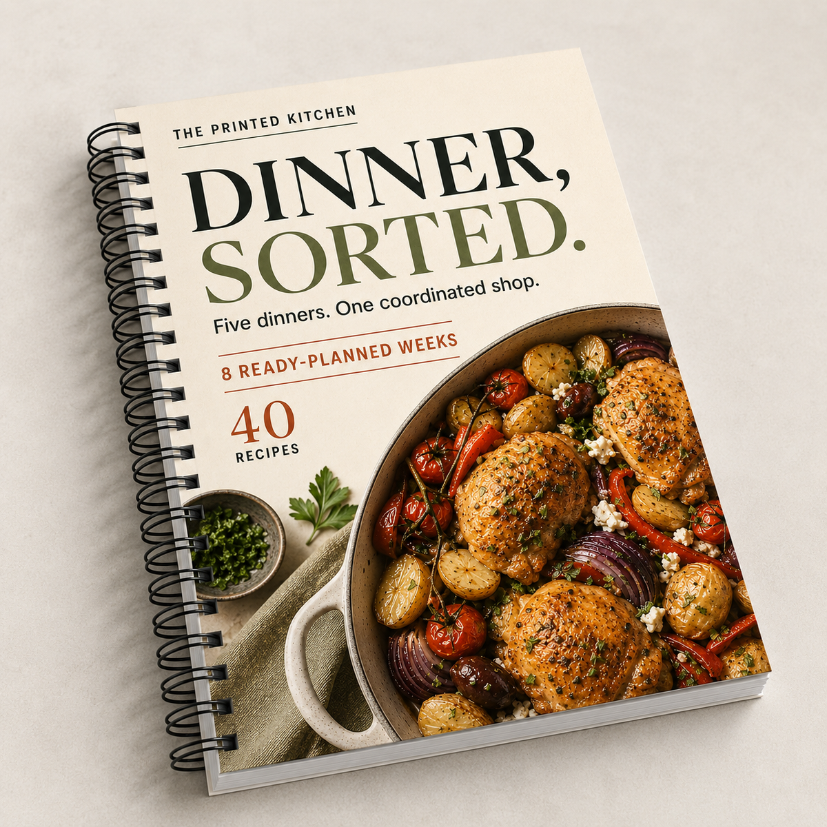 Dinner, Sorted! Physical Book, 40 Dinners, 8 Coordinated Shopping Lists